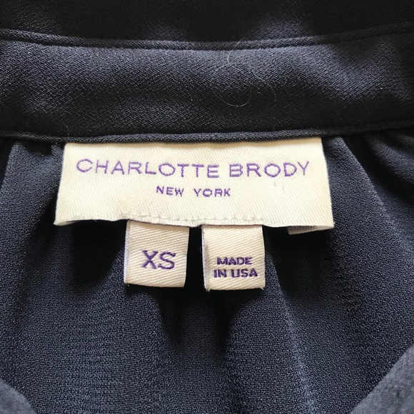 Charlotte Brody Blouse Top Shirt Womens XS Navy Blue Long Sleeve Collared - Picture 4 of 11